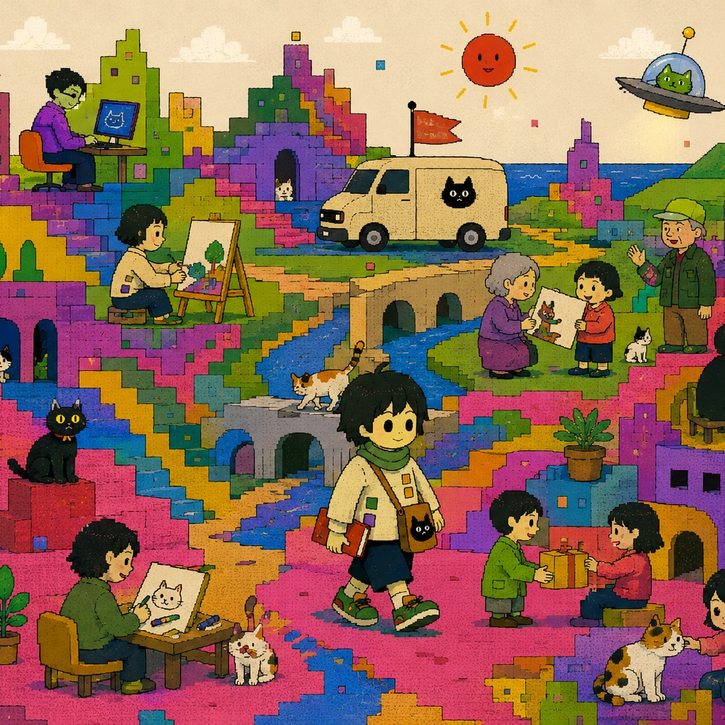 街をめぐりながら人と猫をつなぐ、うるまねこキャラバンの活動風景